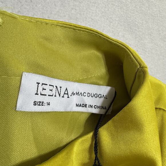 Mac Duggal Ieena 26676 Green Chartreuse Gown 14 Structured Bow Long Sleeve NWT - Picture 8 of 16